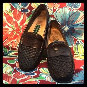 Cole Haan Woven Penny Loafers • Dark Brown Leather